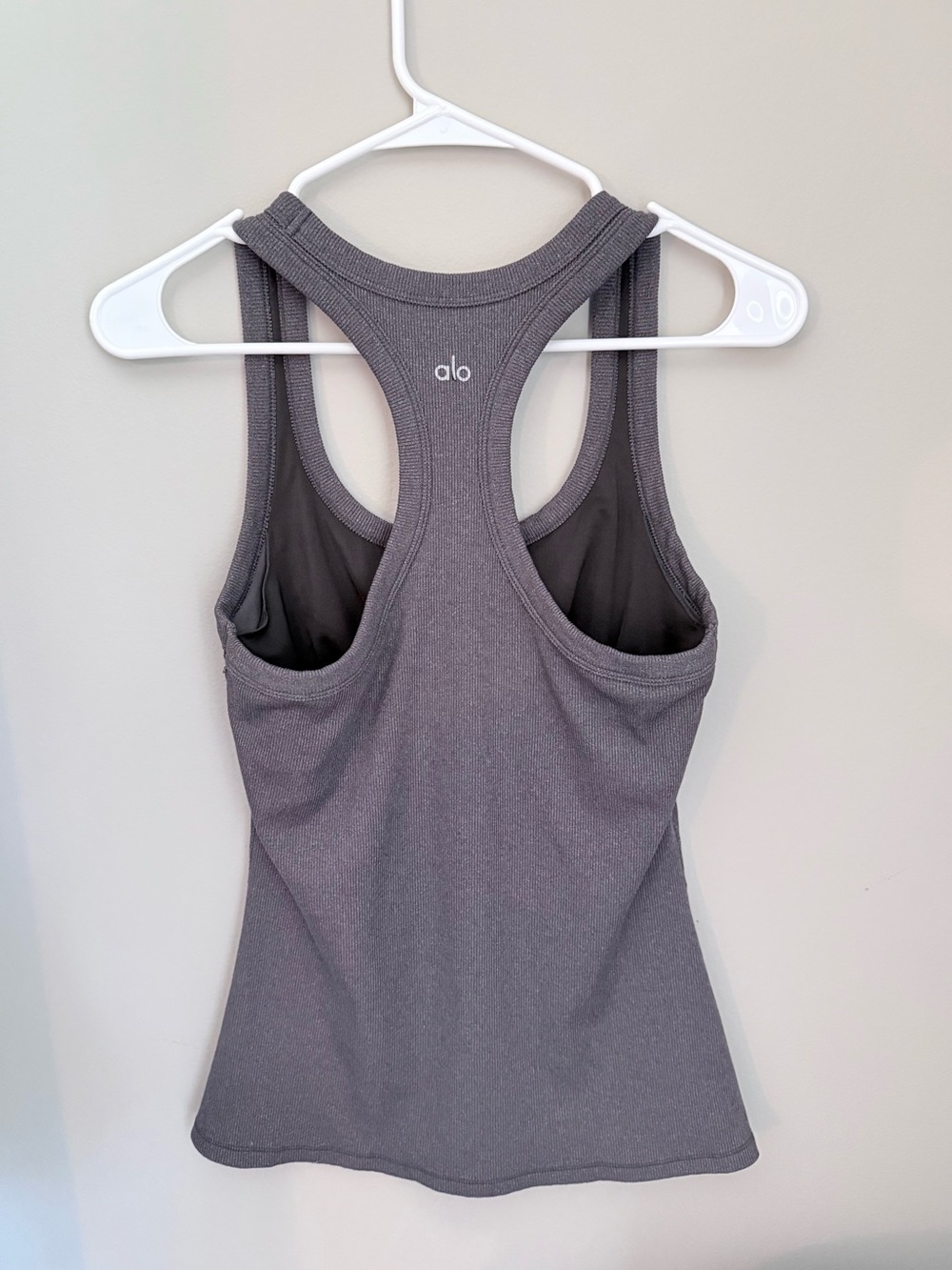 ALO Yoga Charcoal Gray Racerback Tank with Built-In Shelf Bra
